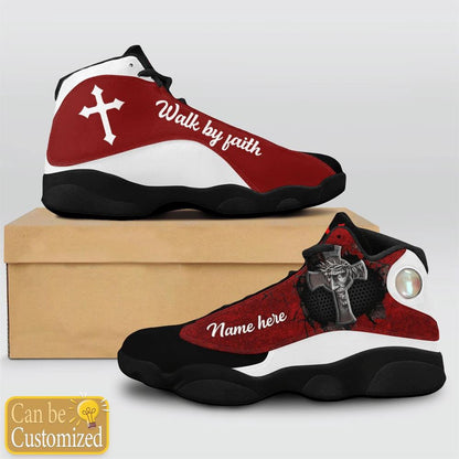 Jesus Walk By Faith Custom Name Jd13 Shoes Red, Jesus Christ Shoes