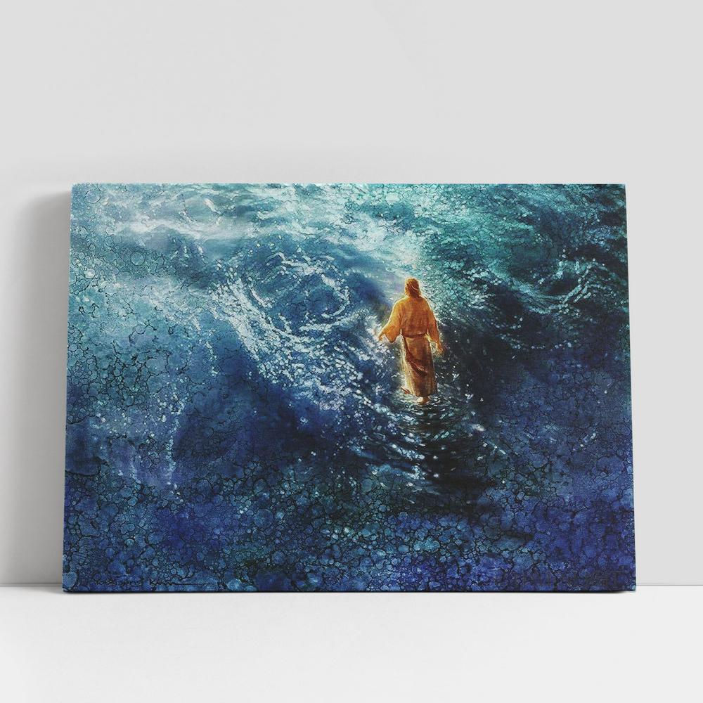 Jesus Walk On Water Canvas Painting, Jesus Christ Picture, Christian Gifts Home Decor