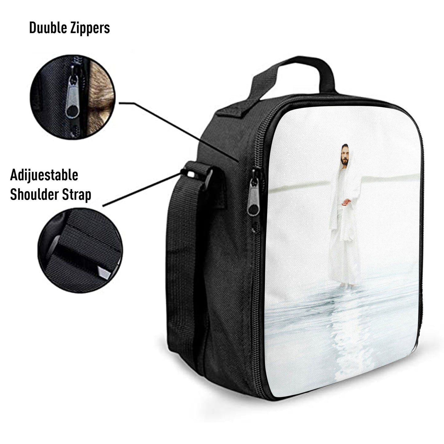 Jesus Walk On Water White Lunchbag, White Jesus Pictures, Christian Lunch Bag, Jesus Lunch Bag