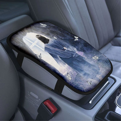 Jesus Walking, Butterfly, Path To Heaven, Cave Painting Car Center Console Cover, Bible Verse Car Armrest Cover