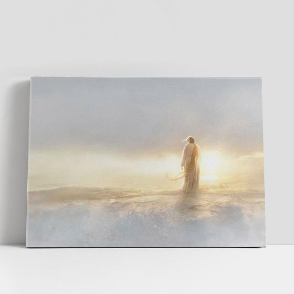 Jesus Walking On The Water Canvas Art, Christian Gifts Wall Art Decor, Jesus Christ Canvas