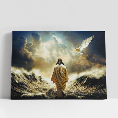 Jesus Walking On Water Canvas Art, Christian Gifts Wall Art Decor, Jesus Christ Canvas