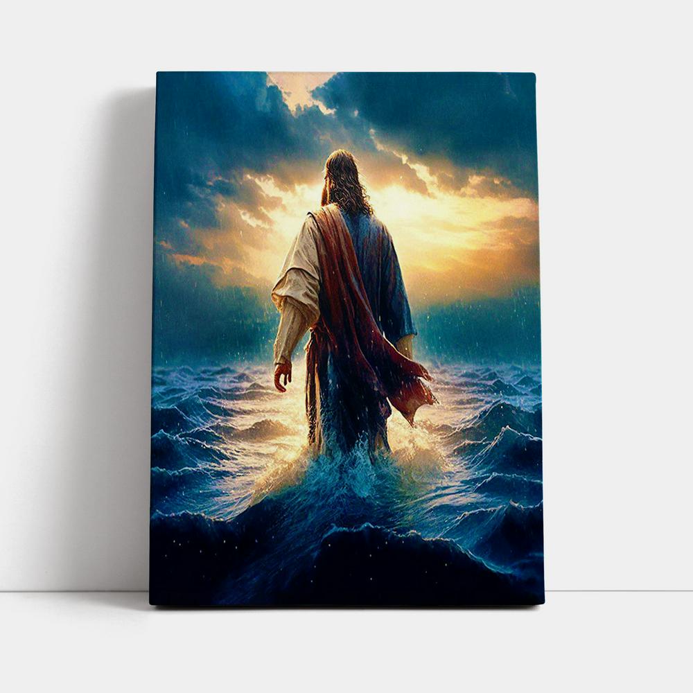 Jesus Walking On Water Canvas Print - Jesus Wall Decor - Christian Wall Art