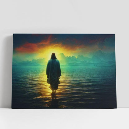 Jesus Walking On Water Canvas Wall Art, Jesus Christ Picture, Christian Gifts Home Decor