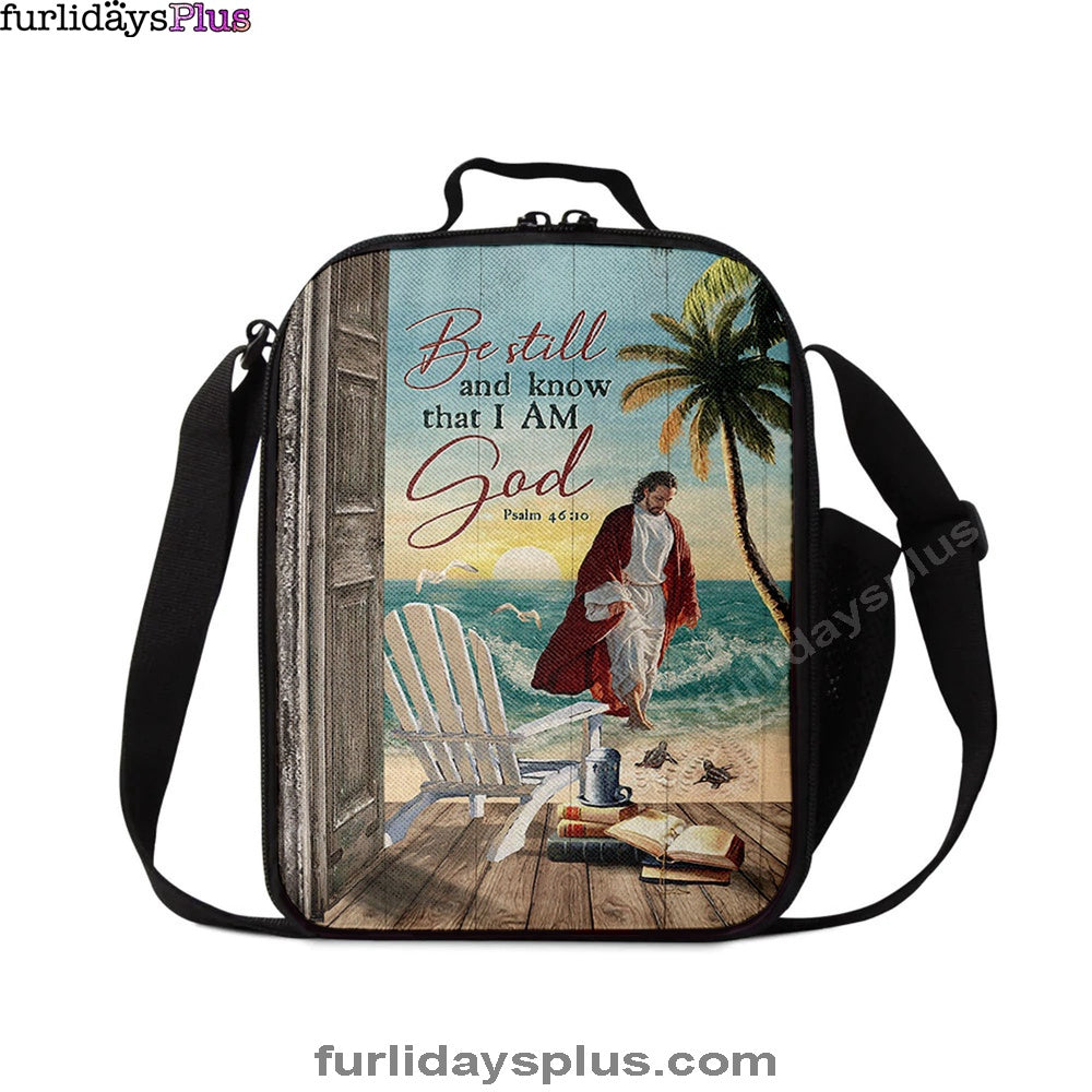 Jesus Walking On Water Lunchbag, Be Still And Know That I Am God Lunchbag, Jesus Portrait Lunchbag, Christian Lunchbag