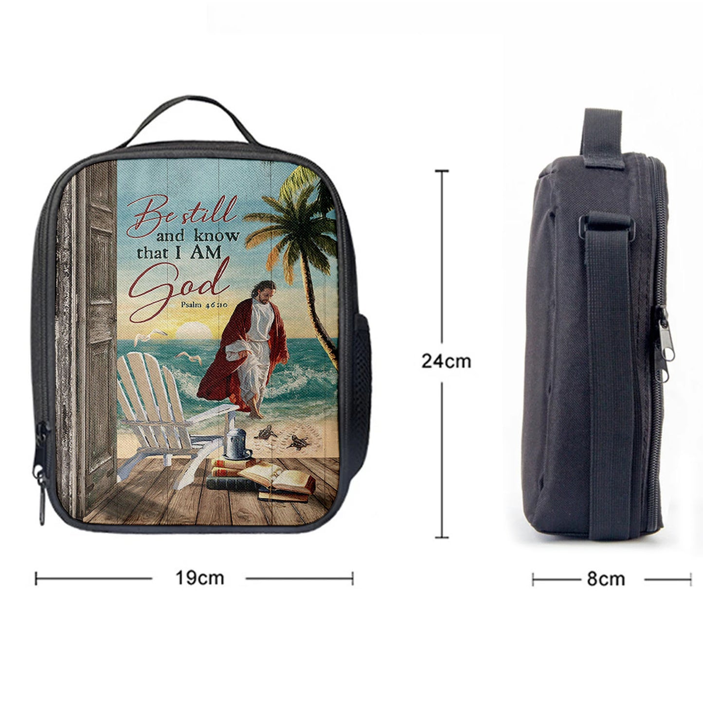 Jesus Walking On Water Lunchbag, Be Still And Know That I Am God Lunchbag, Jesus Portrait Lunchbag, Christian Lunchbag
