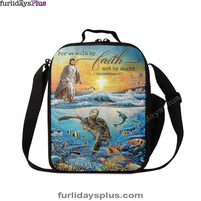 Jesus Walking On Water Lunchbag, For We Walk By Faith Ocean Turtle Lunchbag, Jesus Portrait Lunchbag, Christian Lunchbag