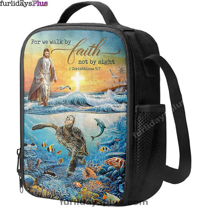 Jesus Walking On Water Lunchbag, For We Walk By Faith Ocean Turtle Lunchbag, Jesus Portrait Lunchbag, Christian Lunchbag