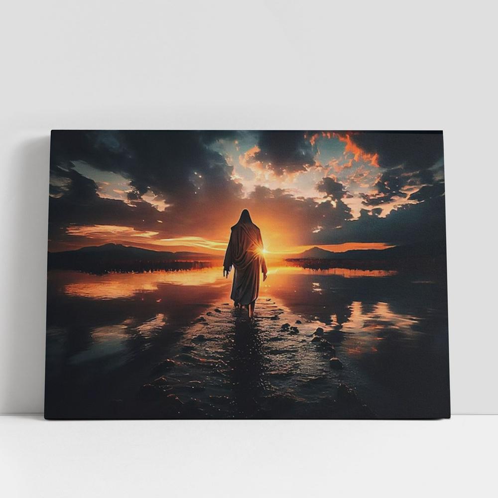 Jesus Walking On Water Wall Art Canvas, Jesus Christ Picture, Christian Gifts Home Decor