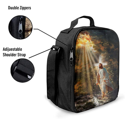Jesus Walking On Water Yellow Butterfly Lunch Bag, Christian Art, Bible Verse Lunchbag, Religious Lunchbag