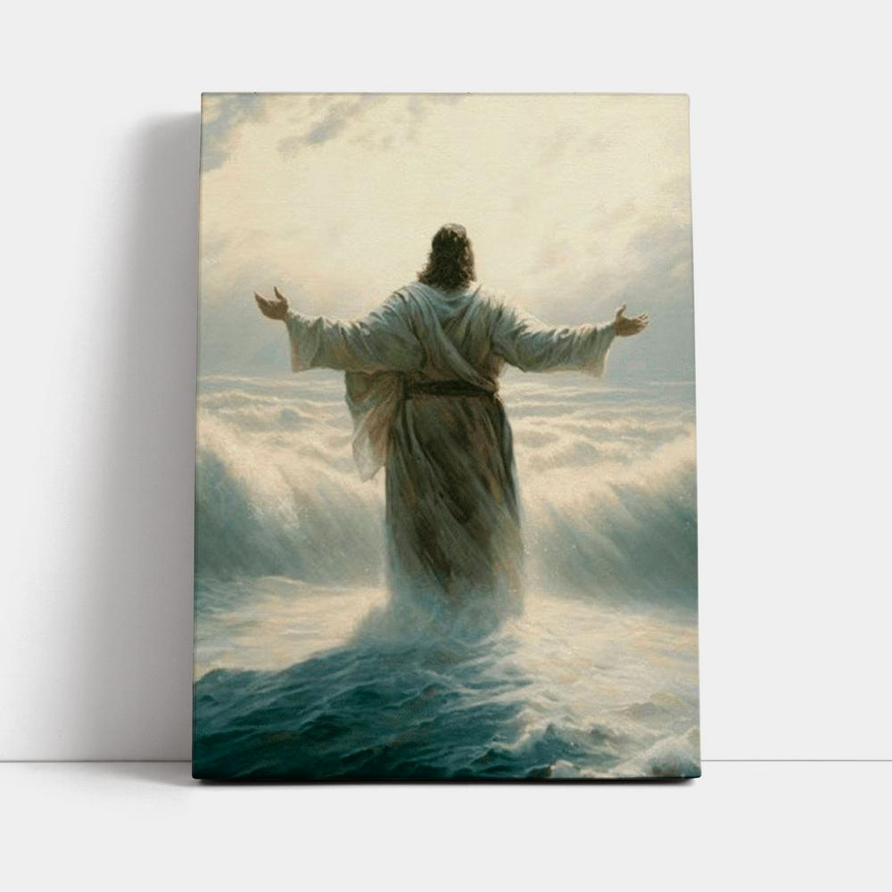 Jesus Walking Through The Sea Canvas Pictures - Christian Wall Art - Jesus Canvas Art