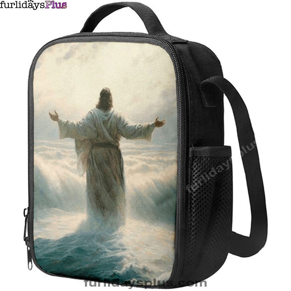Jesus Walking Through The Sea Lunch Bag, Christian Lunchbag, Jesus Lunch Bag