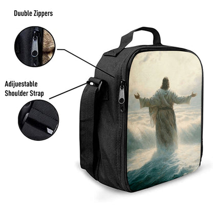 Jesus Walking Through The Sea Lunch Bag, Christian Lunchbag, Jesus Lunch Bag