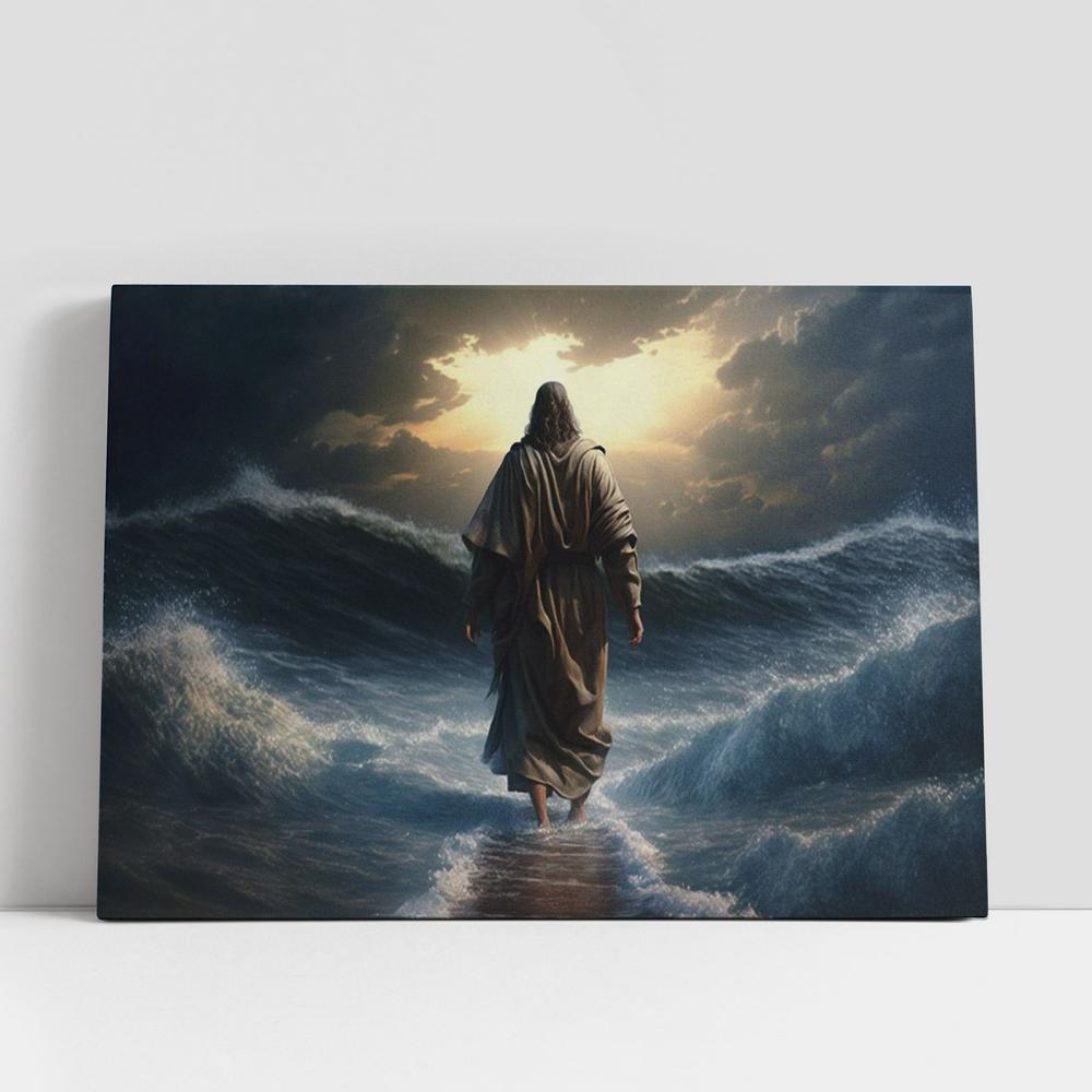 Jesus Walking Water 1 Canvas Pictures, Faith Art, Christian Gifts Canvas Wall Art Decor