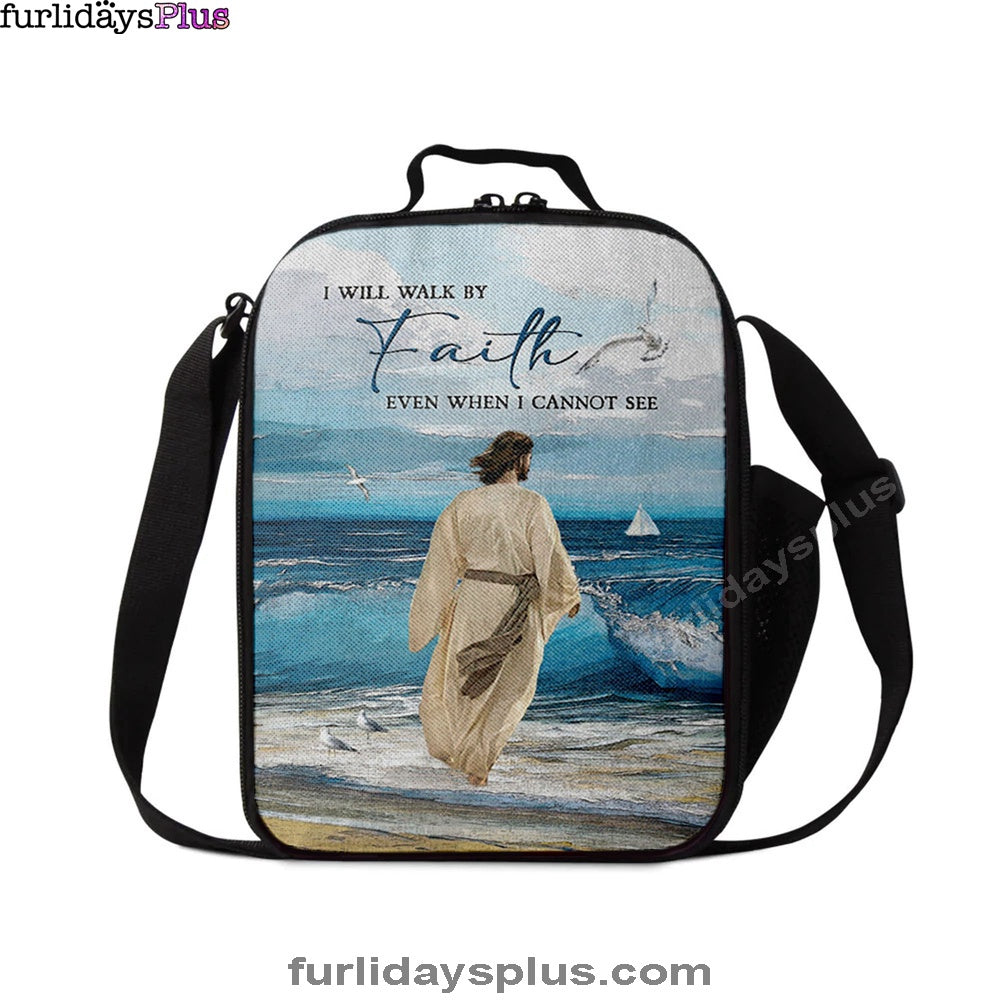 Jesus Walks I Will Walk By Faith Lunchbag, Christian Lunchbag, Bible Verse Lunch Bag