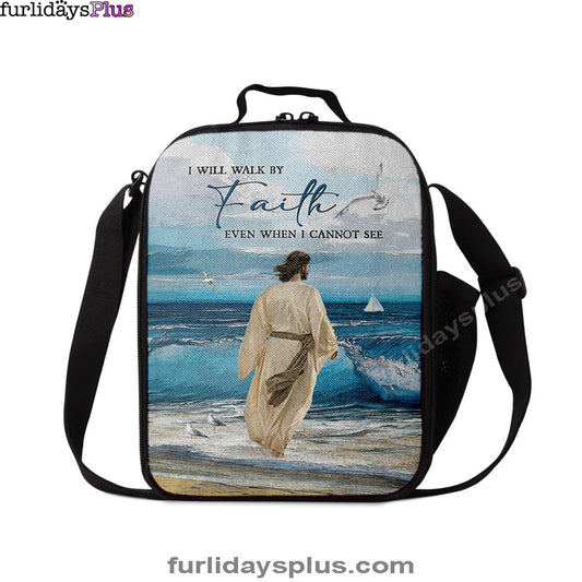 Jesus Walks I Will Walk By Faith Lunchbag, Christian Lunchbag, Bible Verse Lunch Bag