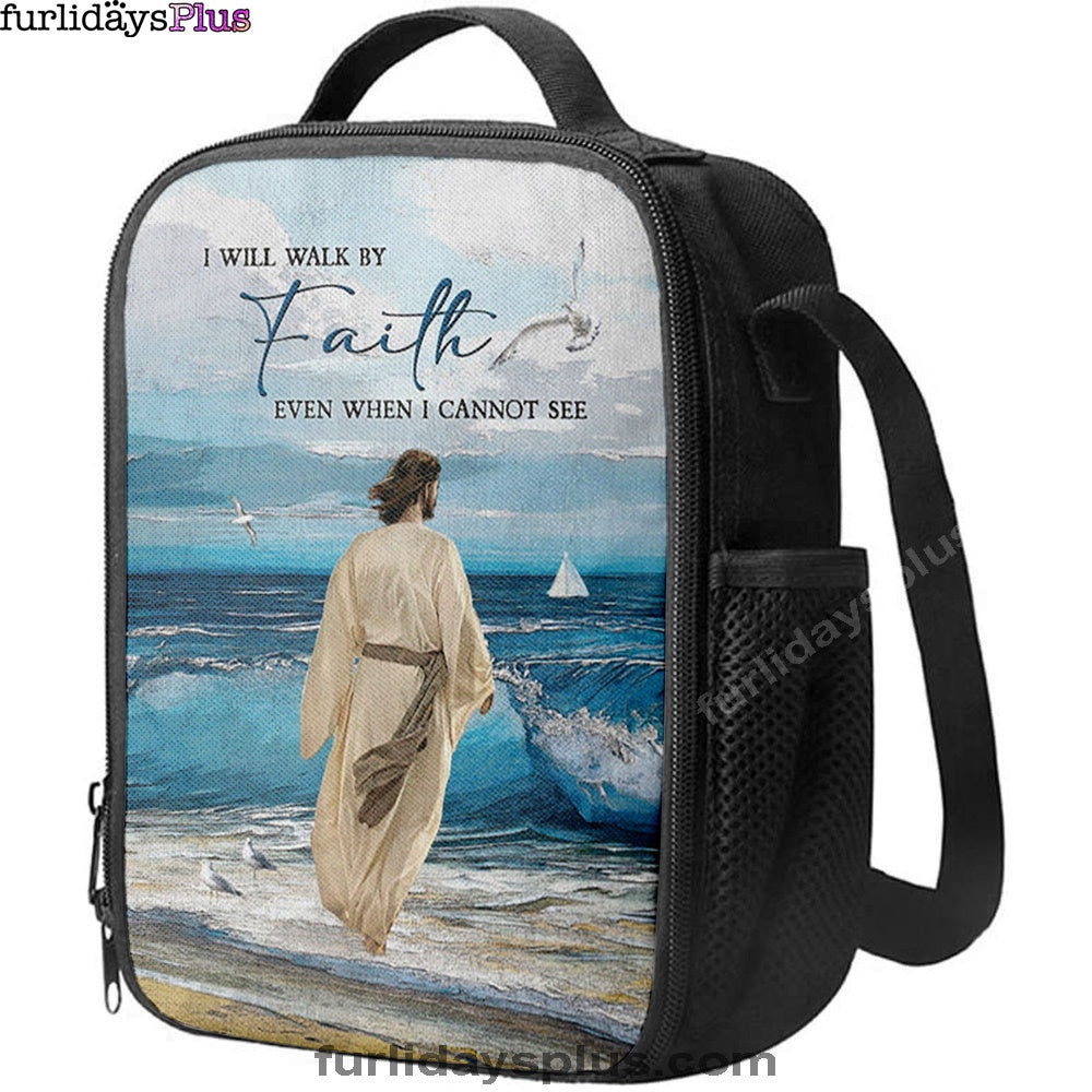 Jesus Walks I Will Walk By Faith Lunchbag, Christian Lunchbag, Bible Verse Lunch Bag