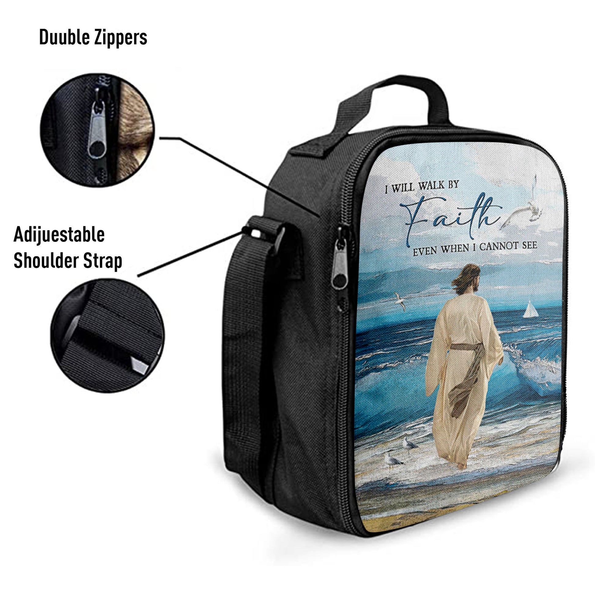 Jesus Walks I Will Walk By Faith Lunchbag, Christian Lunchbag, Bible Verse Lunch Bag