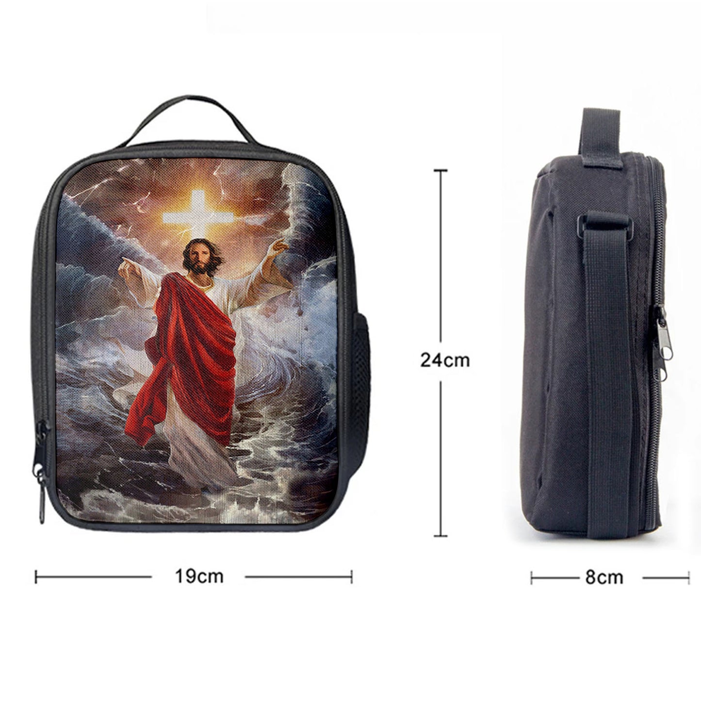 Jesus Walks On Water Cross Light Lunchbag, Jesus Portrait Lunchbag, Christian Lunchbag