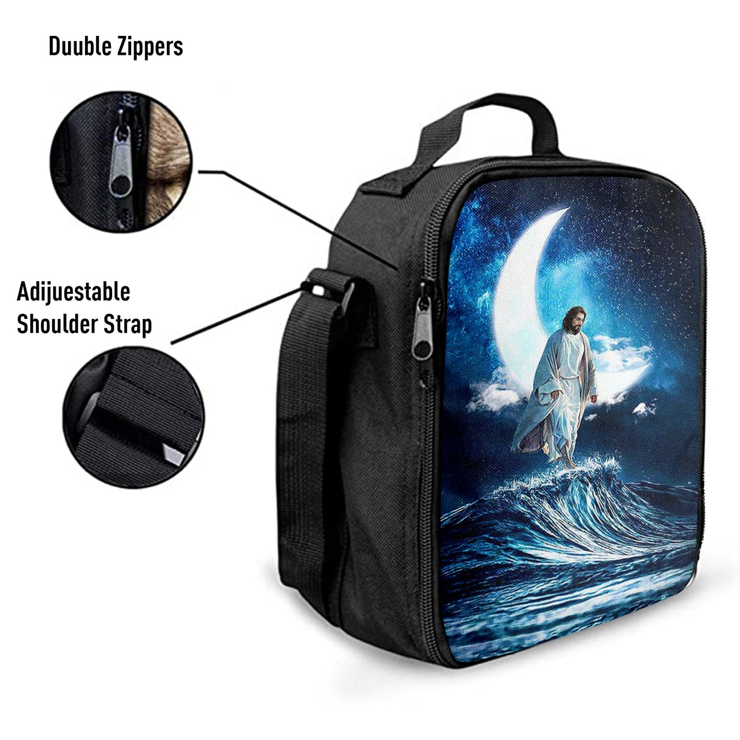 Jesus Walks On Water Lunchbag, Jesus Portrait Lunchbag, Christian Lunchbag