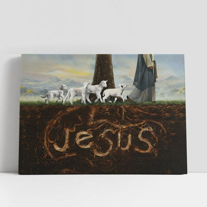 Jesus Walks With The Lamb Forest Canvas Art, Bible Verse Wall Art, Wall Decor Christian Gifts