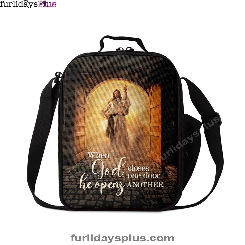 Jesus When God Closes One Door Lunchbag, Christian Lunchbag, Bible Verse Lunch Bag