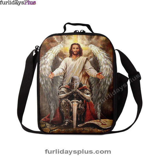Jesus Wings Warrior Of God Lunchbag, Jesus Portrait Lunchbag, Christian Lunchbag