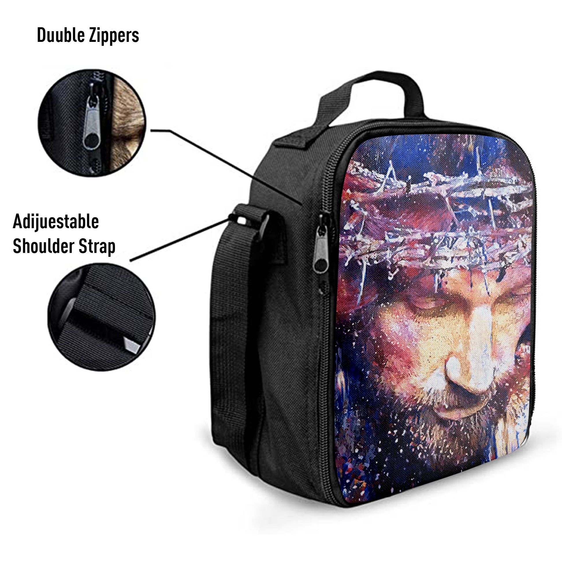 Jesus With Crown Of Thorns Lunchbag, Jesus Christ Lunch Bag, Christian Lunch Bag