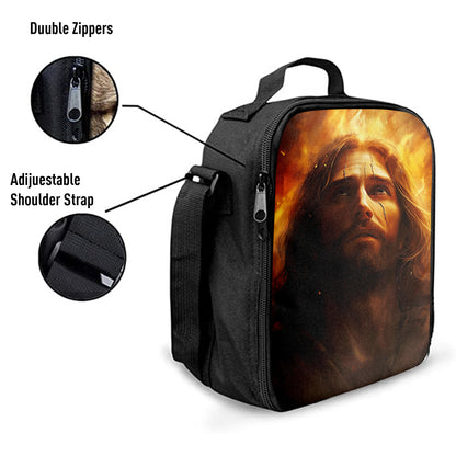 Jesus With Fire Lunchbag, Jesus Lunch Bag, Christian Lunch Bag