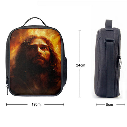 Jesus With Fire Lunchbag, Jesus Lunch Bag, Christian Lunch Bag