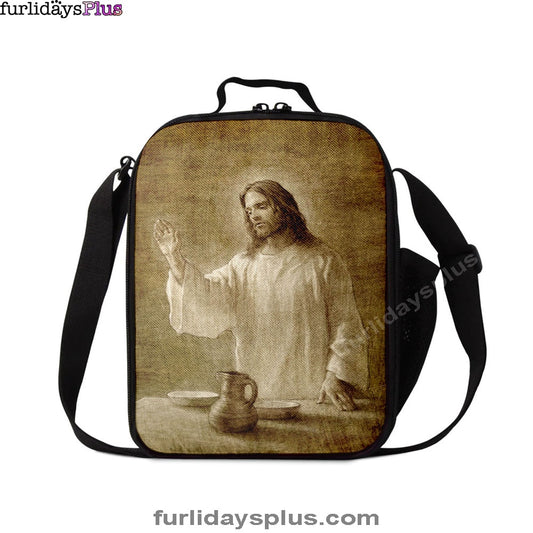 Jesus With His Hand Up Painting, In Remembrance Lunch Bag, Christian Lunchbag, Jesus Lunch Bag