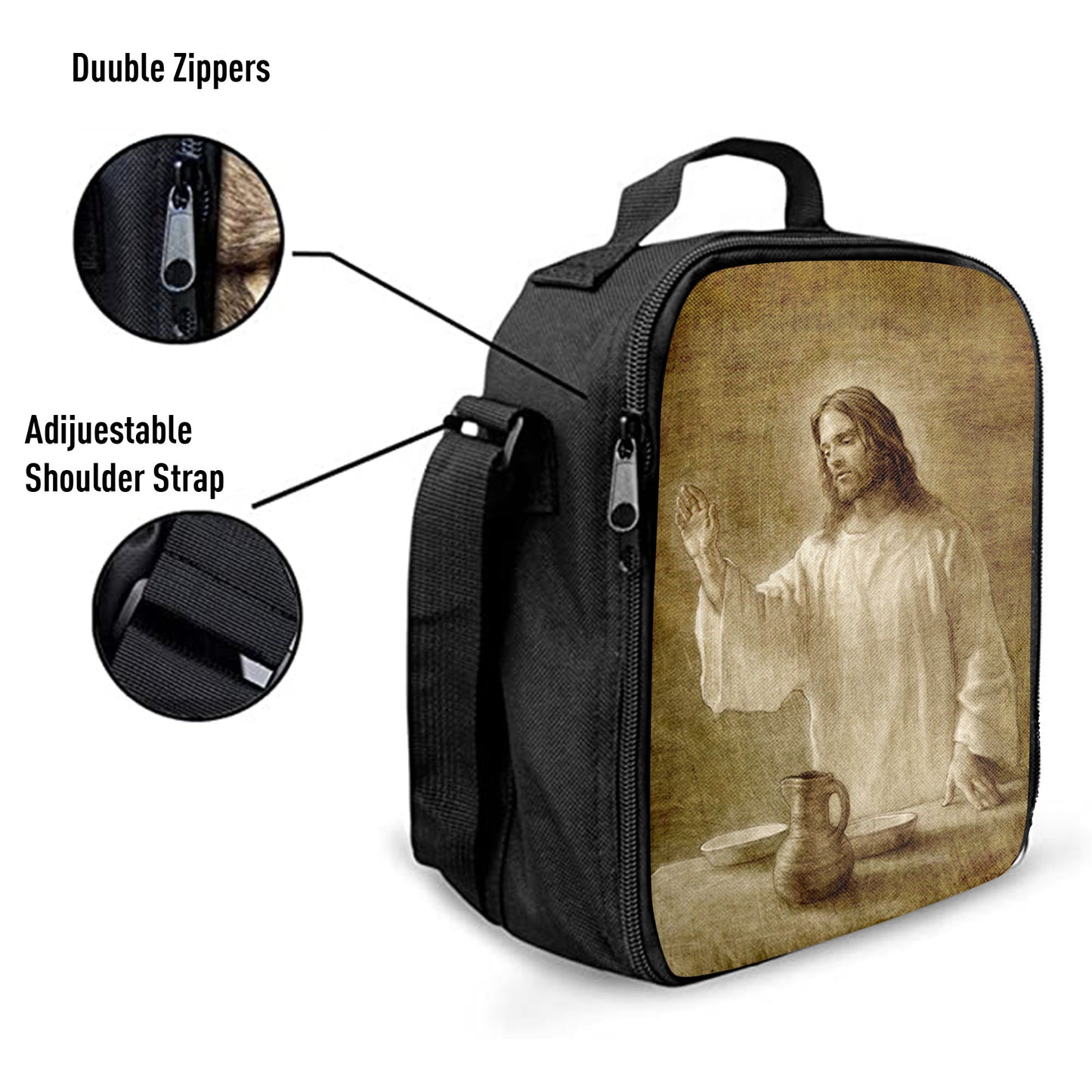 Jesus With His Hand Up Painting, In Remembrance Lunch Bag, Christian Lunchbag, Jesus Lunch Bag