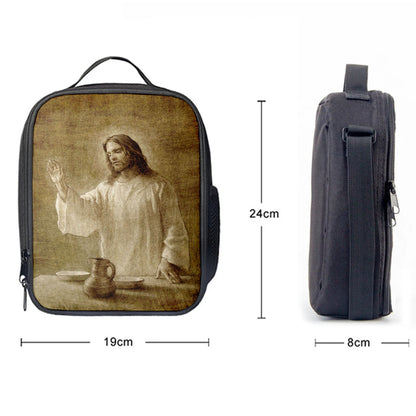 Jesus With His Hand Up Painting, In Remembrance Lunch Bag, Christian Lunchbag, Jesus Lunch Bag