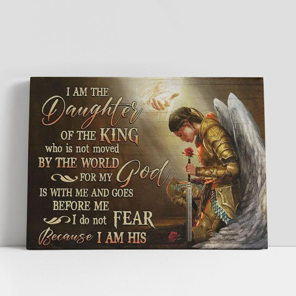 Jesus Woman Warrior Angel Wings I Am The Daughter Of The King Canvas Poster