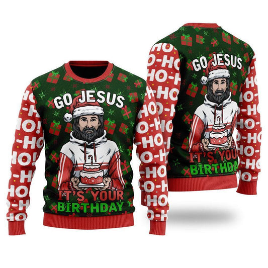 Jesus's Birthday Go Jesus Ugly Christmas Sweater For Men & Women, Sweater For Christian
