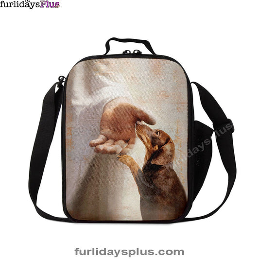 Jesus's Hand Dachshund Dog Lunchbag Lunch Bag, Christian Lunchbag, Gift For Dog Lover