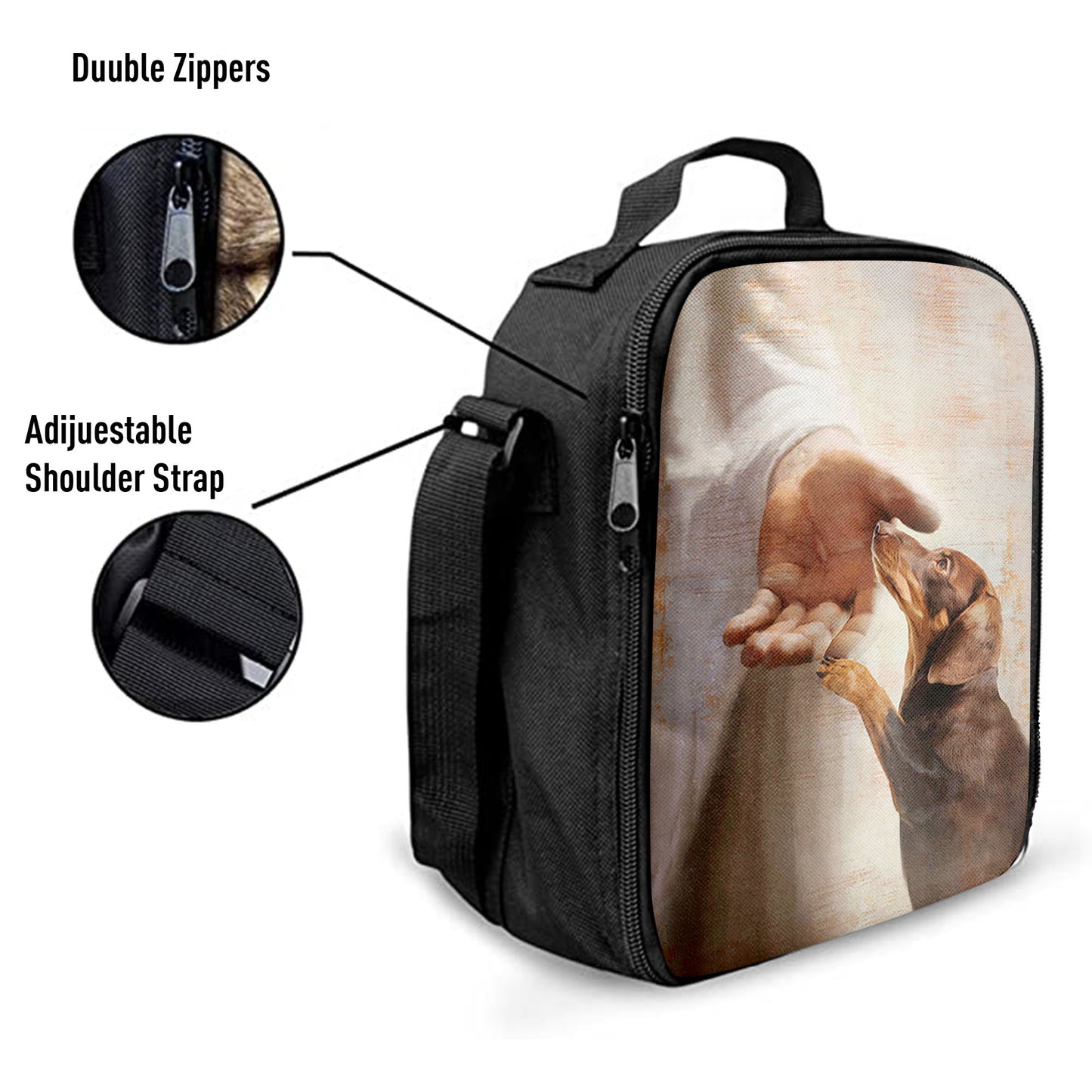 Jesus's Hand Dachshund Dog Lunchbag Lunch Bag, Christian Lunchbag, Gift For Dog Lover