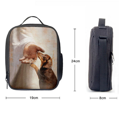 Jesus's Hand Dachshund Dog Lunchbag Lunch Bag, Christian Lunchbag, Gift For Dog Lover