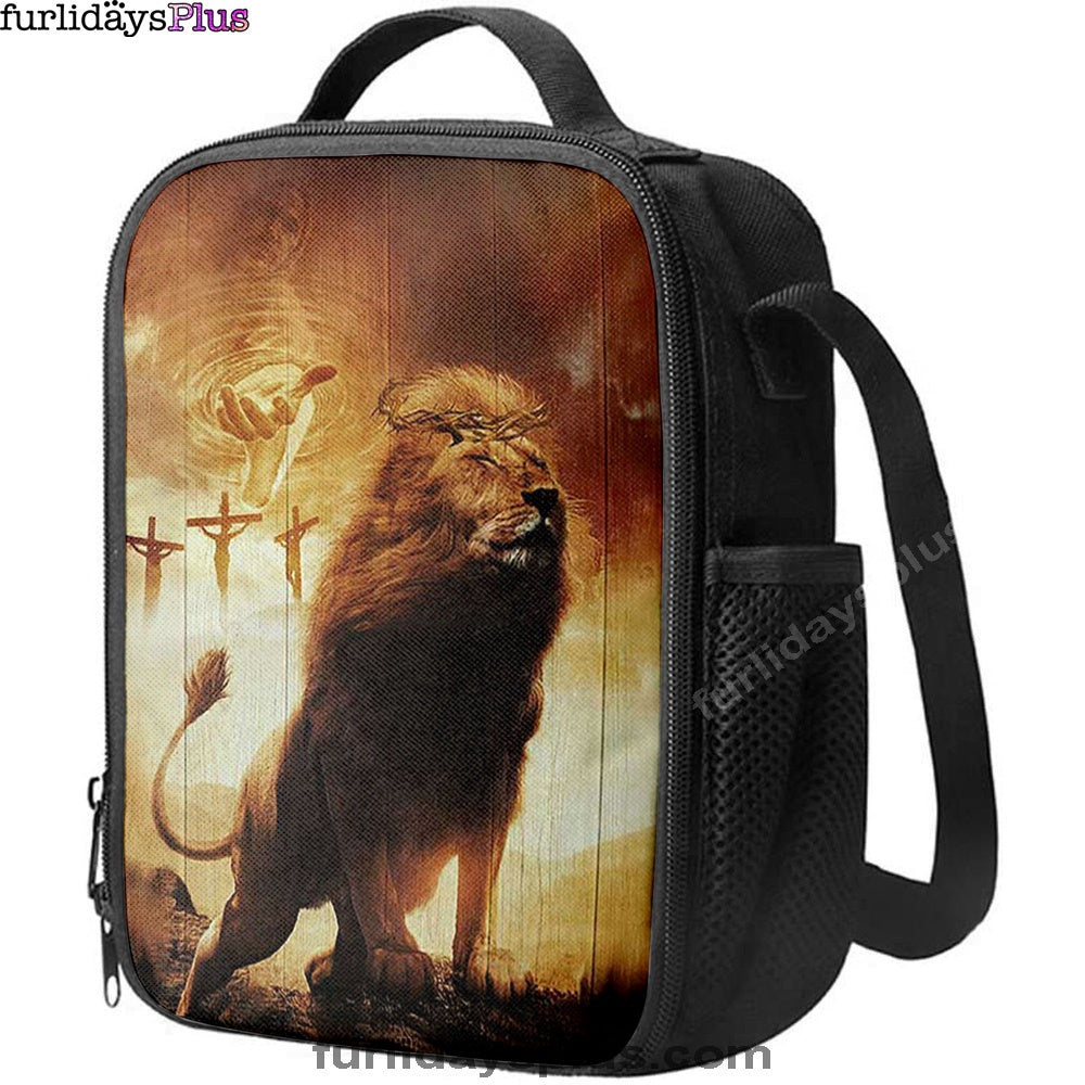 Jesus's Hand Lion Of Judah Crosses Lunchbag, Jesus Portrait Lunchbag, Christian Lunchbag