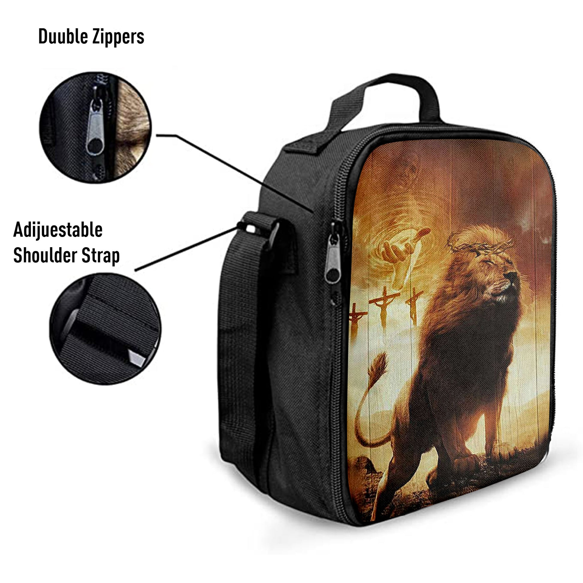Jesus's Hand Lion Of Judah Crosses Lunchbag, Jesus Portrait Lunchbag, Christian Lunchbag