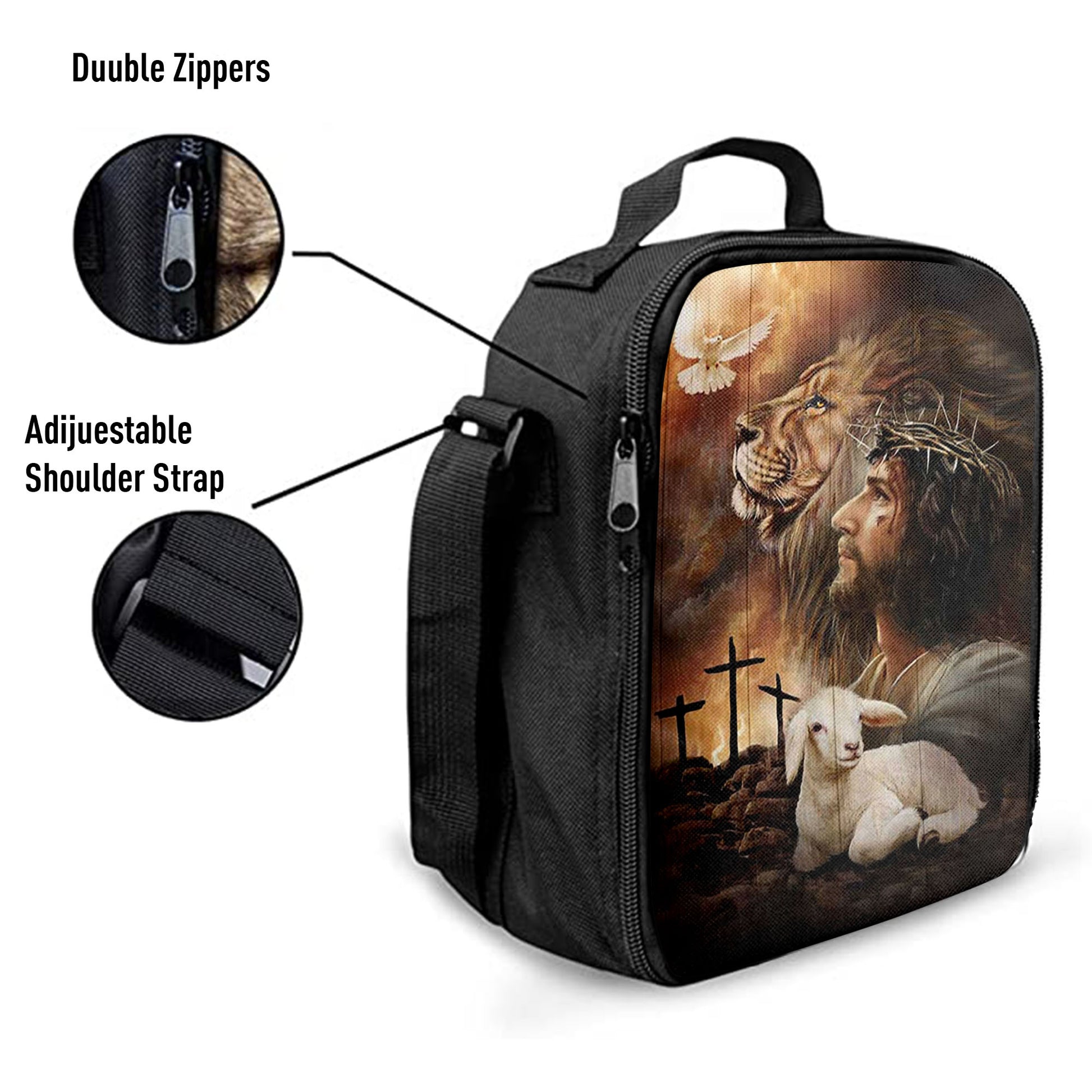 Jeus Lion Of Judah Lamb Of God Dove Of Peace Lunchbag, Jesus Portrait Lunchbag, Christian Lunchbag