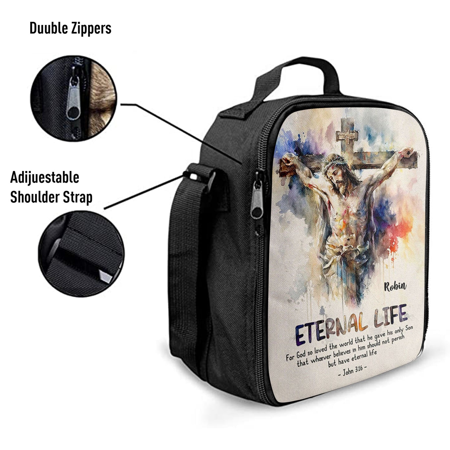 John 316 For God So Loved The World Personalized Lunchbag, Christian Lunchbag, Bible Verse Gift For Women Of God