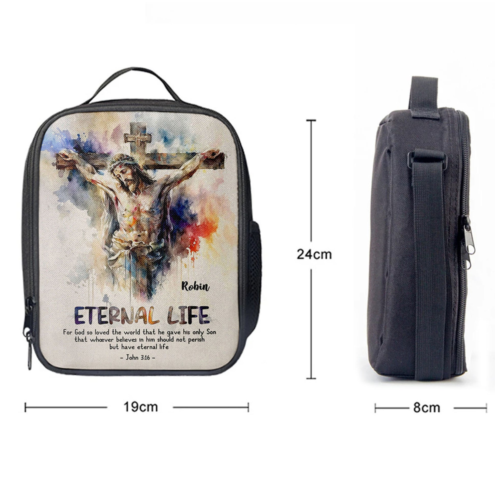 John 316 For God So Loved The World Personalized Lunchbag, Christian Lunchbag, Bible Verse Gift For Women Of God