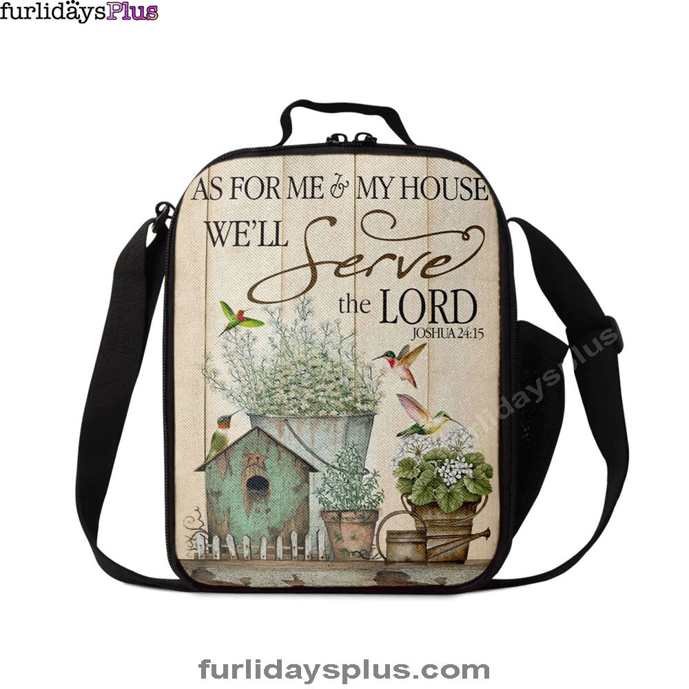 Joshua 2415 As For Me And My House Floral Hummingbird Lunchbag, Bible Verse Lunch Bag, Scripture Lunchbag