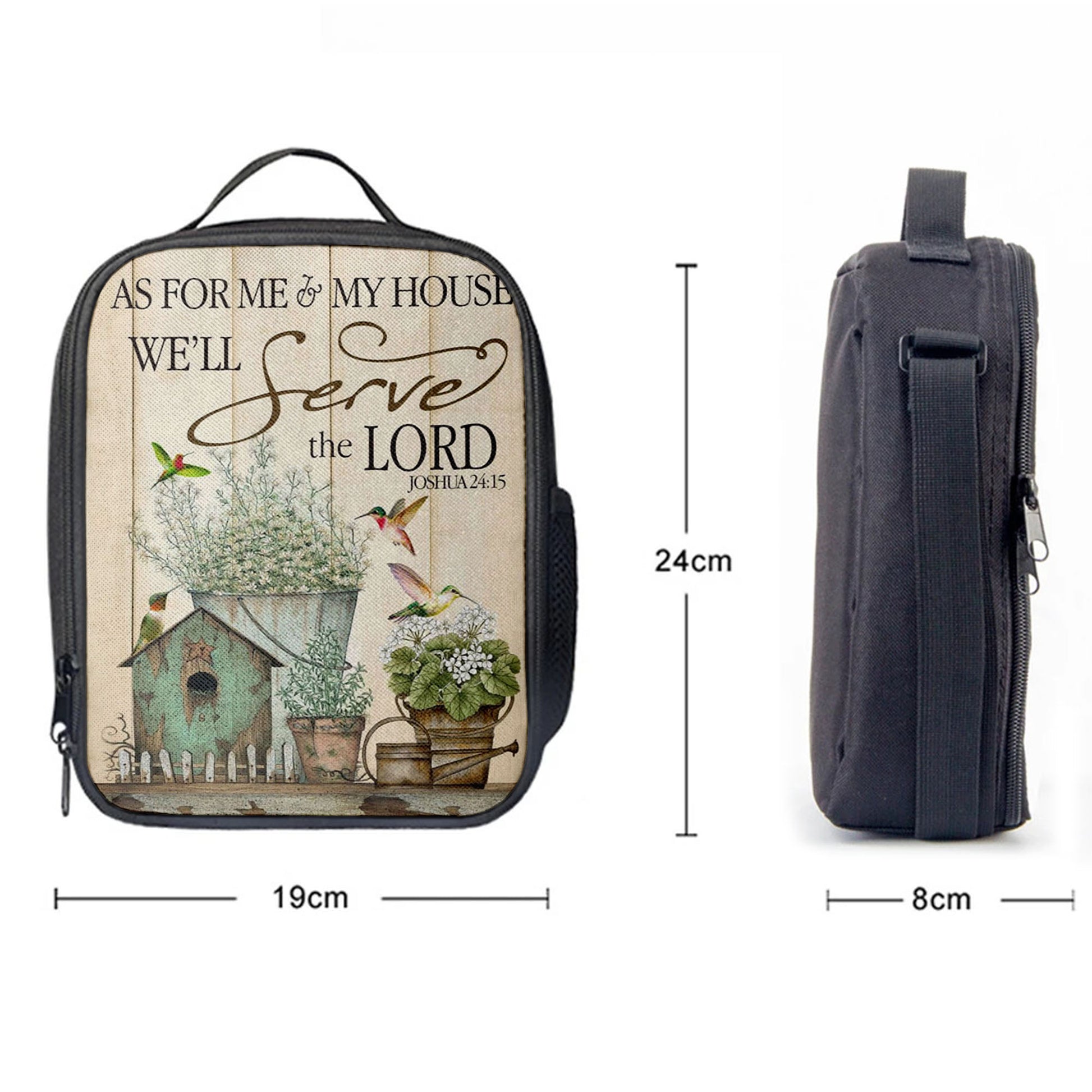 Joshua 2415 As For Me And My House Floral Hummingbird Lunchbag, Bible Verse Lunch Bag, Scripture Lunchbag
