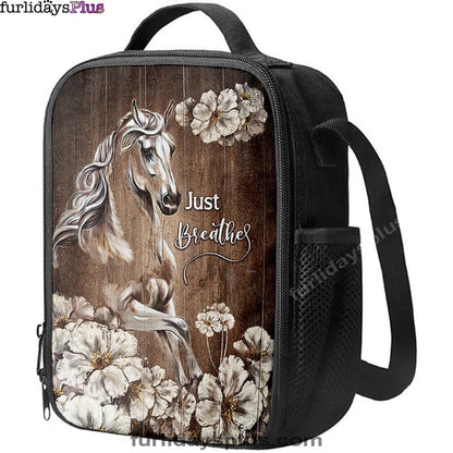 Just Breath Horse Beautiful White Flower Lunchbag, Bible Verse Lunch Bag, Christian Lunchbag Lunchbag