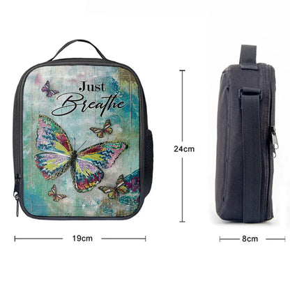 Just Breathe Brilliant Butterfly Lunchbag, Bible Verse Lunch Bag, Inspirational Art, Christian Lunchbag