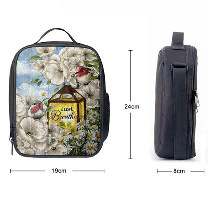 Just Breathe Camellia Forest Hummingbird Lunchbag, Bible Verse Lunch Bag, Christian Lunchbag Lunchbag