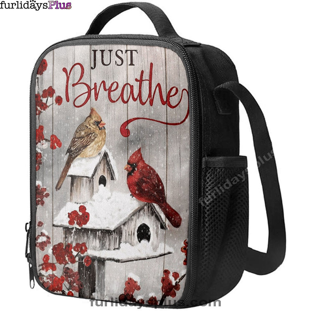 Just Breathe Cardinals Lunchbag, Christian Lunch Bag, Bible Verse Lunch Bag