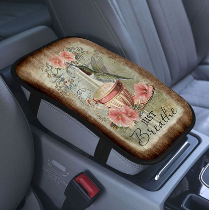 Just Breathe German Shepherd Dog Car Center Console Cover, Bible Verse Armrest Pad Cover, Inspirational Car Accessory